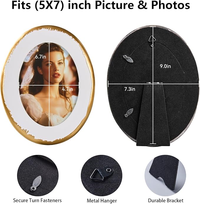 5x7 Ornate Oval Picture Frame, Hand-Crafted Resin Frame - Image 5