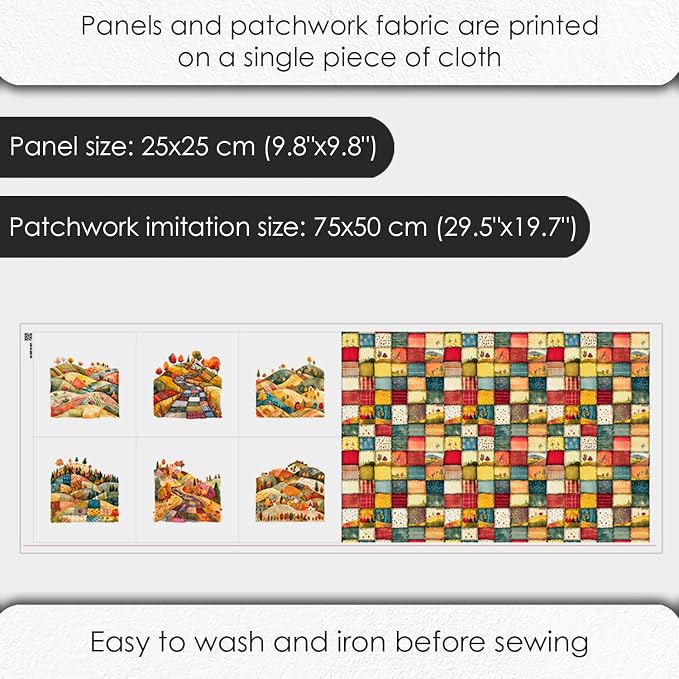 Patchwork Autumn Landscape Cotton Fabric Panel – 6 Designs + Bonus Sheet - Image 4