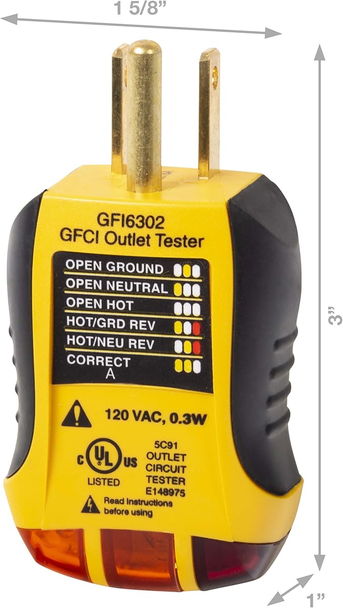 Sperry Instruments STK001 Non-Contact Voltage Tester (VD6504) & GFCI Outlet / Receptacle Tester (GFI6302) Kit, Electrical AC Voltage Detector, Yellow & Black