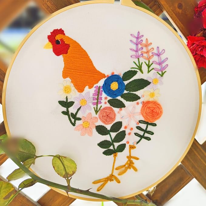 Crafmanoe Hand Embroidery Kits for Beginners Adults, Floral Stamped Cross - Image 8
