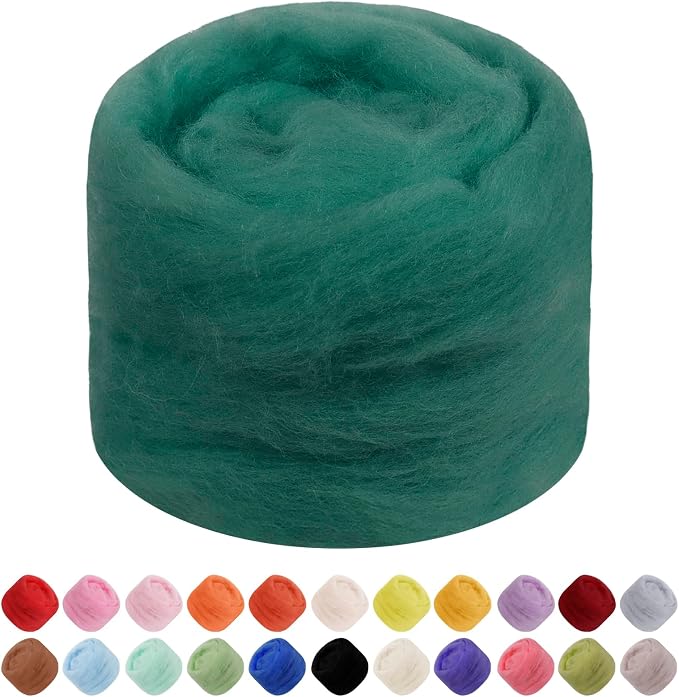 JeogYong Needle Felting Wool, 1.76oz Wool Roving Chunky Wool Yarn, Lake Green by JeogYong