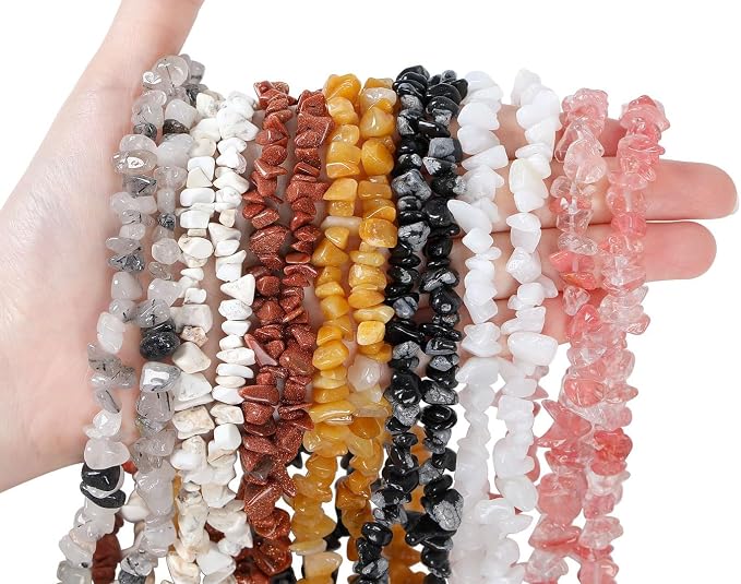 LAIDANLA Snowflake 400pcs Natural Chip Stone Beads 5-8mm Healing Crystal - Image 3
