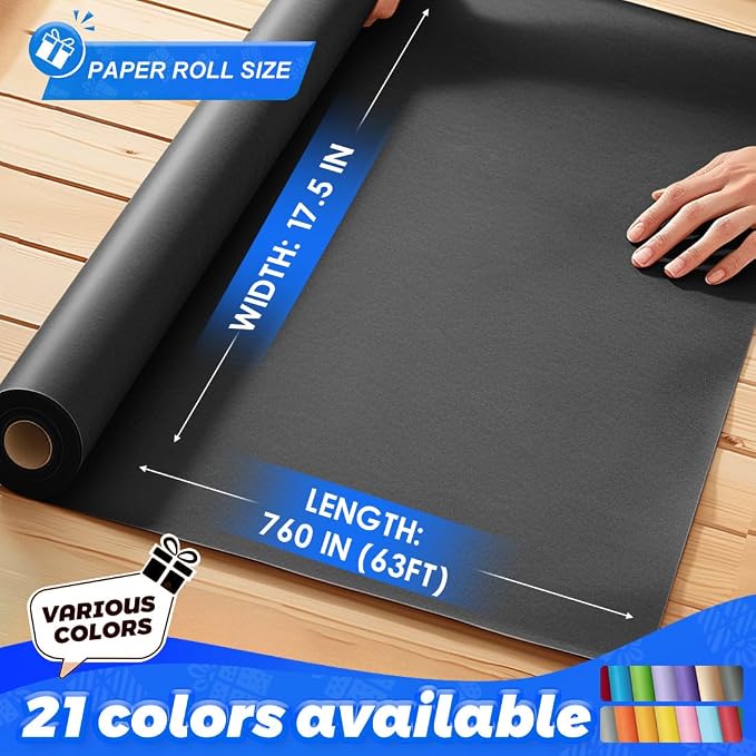 PerkHomy Black Kraft Paper Roll 17.5" x 760" - Image 2