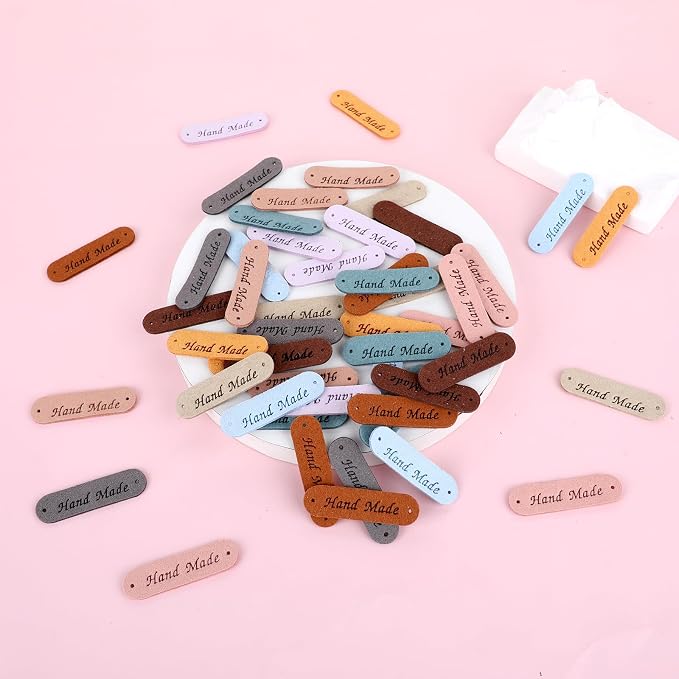 50pcs Handmade Tags for Crochet Handmade Leather Labels Faux Handmade - Image 3