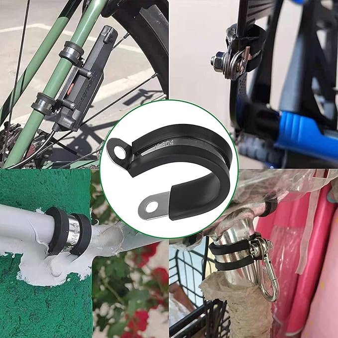 50PCS Cable Clamps 1-1/2 Inch 304 Stainless Steel Cable Clamps Rubber Coated Cushioned Insulated Cable Clamp,Automotive Wire Clamps,Pipe Clamps,Metal Clamp for Tube,Wire Cord Installation(38mm)