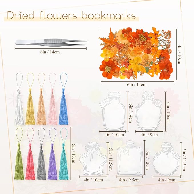 TaoBary 91 Pcs DIY Handmade Transparent Dried Flower Bookmark Set Include - Image 2