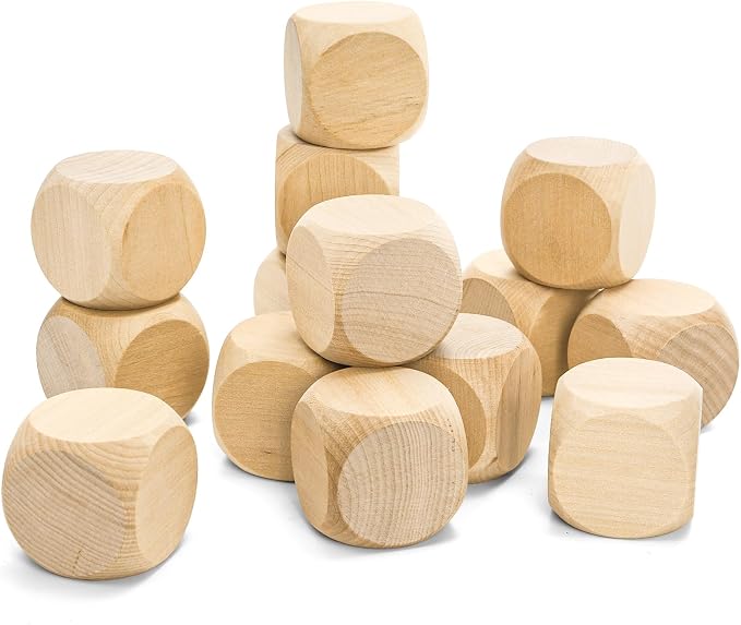 ZEAYEA 20 Pcs Blank Wooden Dice, 2 inch Unfinished Square Blocks, Blank 6 Sided - Image 8