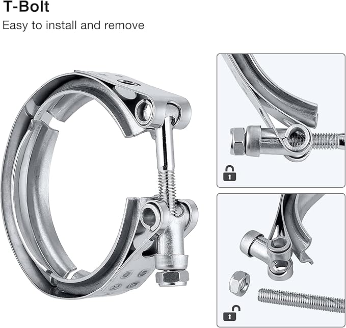 LokoCar 2.0 Inch V Band Clamp with Flange Male Female Stainless Steel 2Pcs