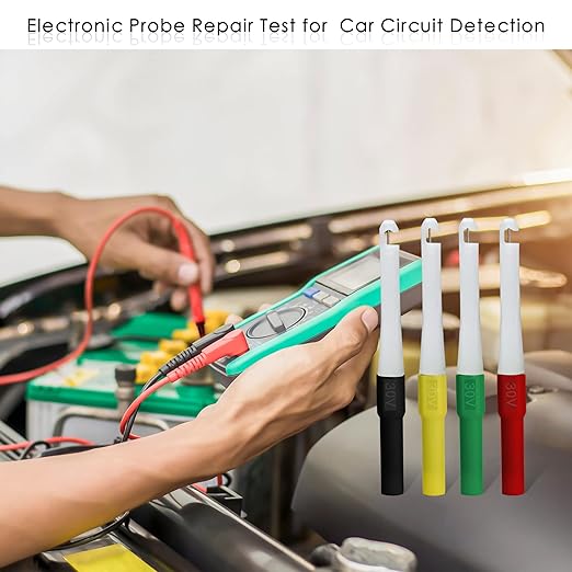 Piercing Clip Test Probe, 0.7mm Test Probe Pins, Non-Destructive Insulation Wire Piercing Needle, Piercing Probes Set for Banana Socket Plug Car Tester (4 Pcs)