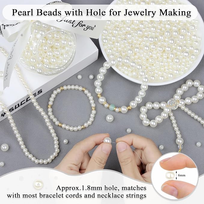 DUQGUHO Pearl Beads for Crafts Fake Pearls - Image 4