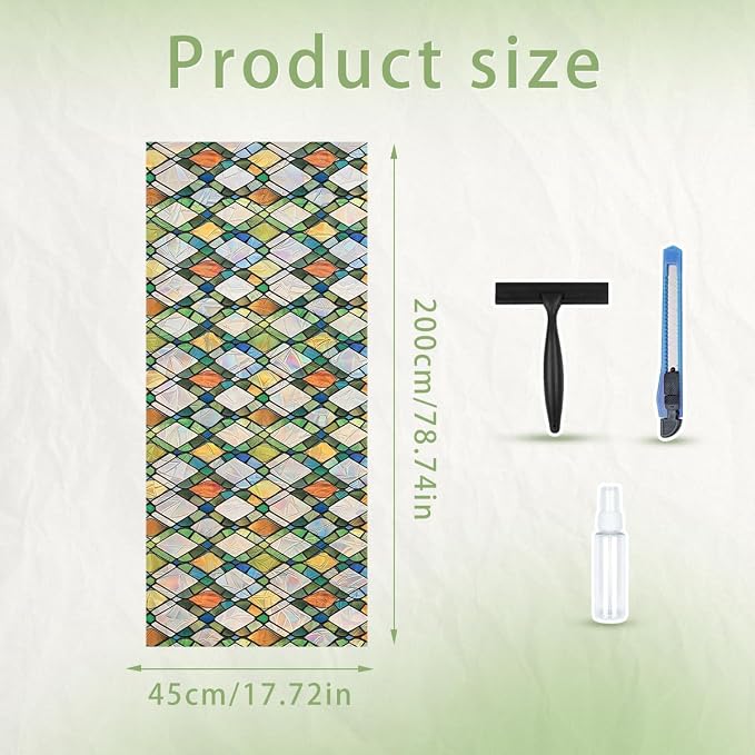 Lattice Stained Glass Window Film Static Cling - Image 2