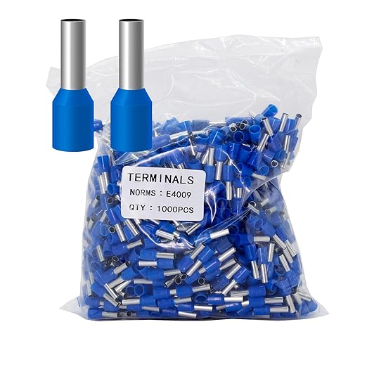 Fidioto 1000pcs AWG12 Terminal Connector Wire Insulated Cord Pin Ends Terminals for Electric, Industrial, Chemical Industry, Power Control System, etc. (Blue-1000PCS-12AWG)