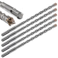 5pcs 3/8" X 8"-6" Cross-Type Double Thread Carbide Drill Bits for Concrete, Brick, Stone, Hammer Drill