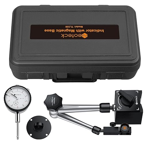 Neoteck 0-1 Inch Dial Indicator with Magnetic Base Holder, Storage Case, Graduation 0.001",176lbs (80kg) Max Pull, for 3D Printer Lathe Workshop Woodworking CNC Machine-Silver