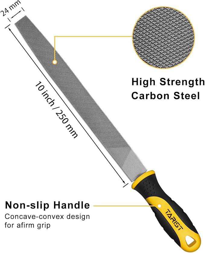 10 inch Flat Metal File, Professional Carbon Steel file, Tool Sharpener for Professionals and DIY