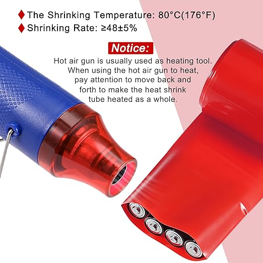 MECCANIXITY Battery Wrap PVC Heat Shrink Tubing 55mm Dia 85mm Flat 33 Feet(10meters) Red Good Insulation for Battery Pack