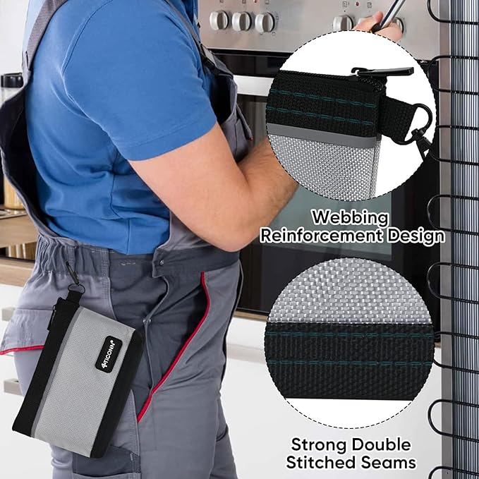 TICONN Tool Pouches with Zipper, 1680D Oxford Small Tool Bags, Waterproof Utility Bag Zipper Pouch for Tool Organizers and Storage (9 Pack Large)