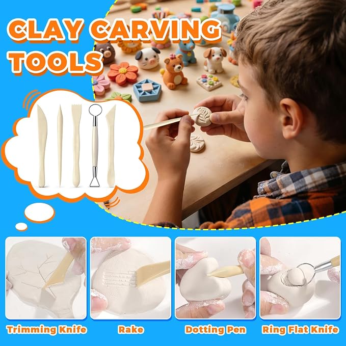 3.4FL OZ Air Dry Clay Glaze & 25pcs Tool Kit, Gloss Clay Varnish Protective - Image 6