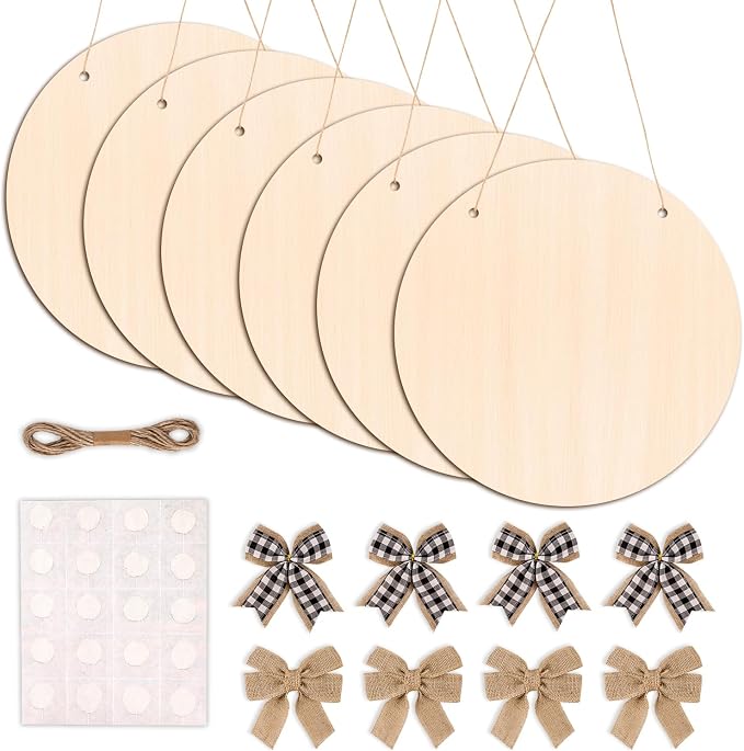 DIYDEC 6 Pack Wood Circles for Crafts 14 Inch Unfinished Wood Slices Blank by DIYDEC