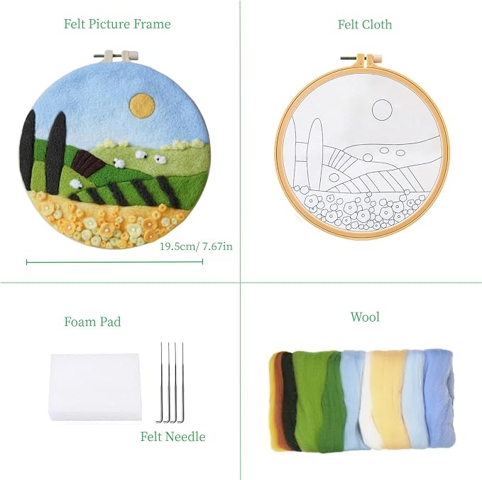 Wonafa DIY Wool Needle Felt Starter Kit, Beginner Needle Felt Kit - Image 2