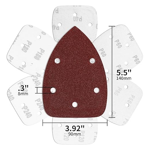 100-Pack Mouse Sandpaper (5-Hole) 600 Grit for Mouse Detail Sanders, Premium Aluminum Oxide, Easy to Replace, Ideal for Woodworking, Furniture Refinishing, and Crafting