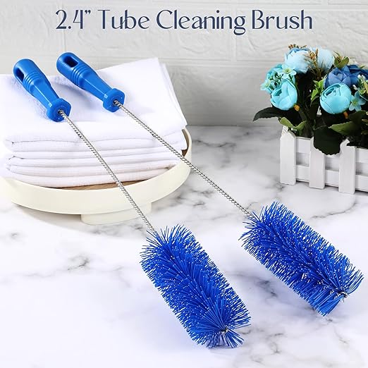 Baderke 2 Pieces Drain Brush Pipe Cleaning Blue Tube Brushes 19.7 Inch Plastic Shower Pipe Flexible Cleaning Tool(2.4 Inch)