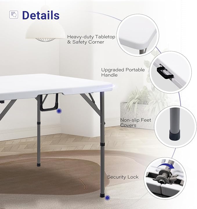 Byliable 34" Square Folding Card Table, Fold-in-Half Utility Dining Portable - Image 4