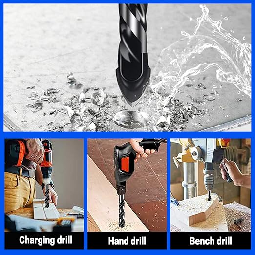 10-Piece 1/8" Masonry Drill Bits for Tile Glass Ceramic Wall Brick Stone Soft-Metal Wood, 1/4 Inch Concrete Drill Bits Cement Drill Bit Set, 3-Flat Shank, YG8 Carbide Tungsten Steel Alloy Tip 3mm
