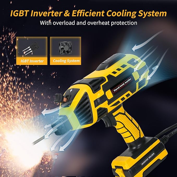 Portable Welding Machine Handheld Welder: IGBT Inverter Hand Held ARC Welder Gun with 6 Variable Current Adjustment - Welder Machine 110v Electric Welding Equipment for 3/32"-1/8" Wire Rods (Yellow)
