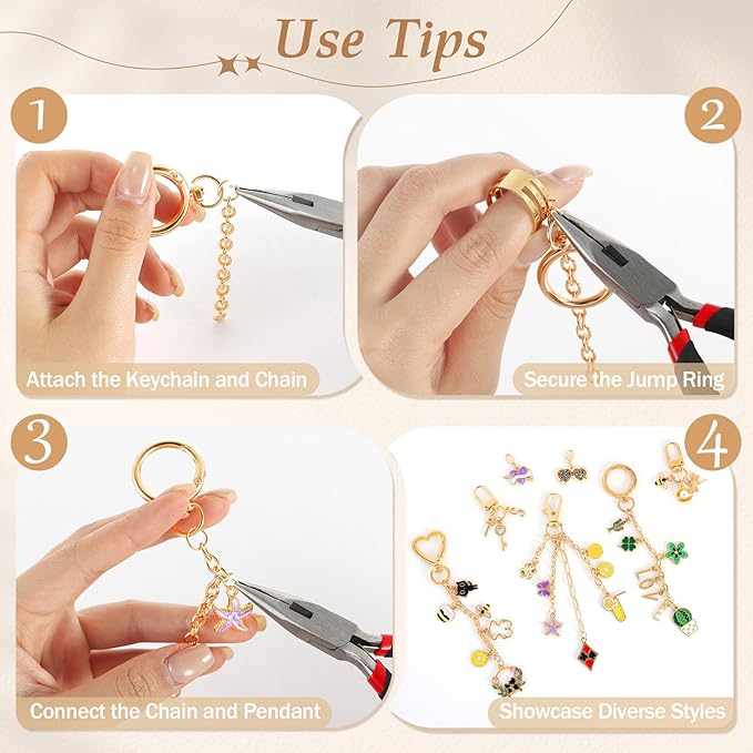 Zefy 552Pcs Charms Lip Gloss Keychain Making Kit, Including 214 Charms 24 Key - Image 3