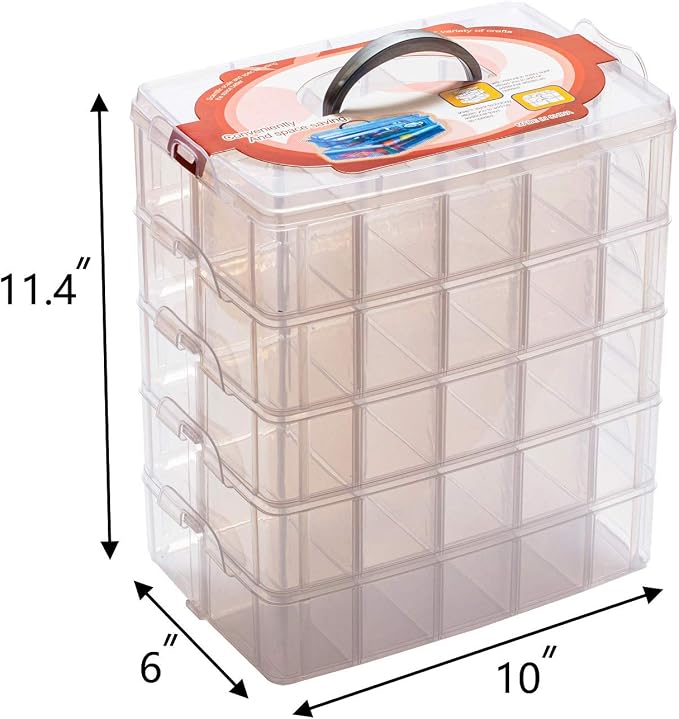 Sooyee 5 Layers Stackable Storage Container Clear 50 Adjustable Compartments - Image 5