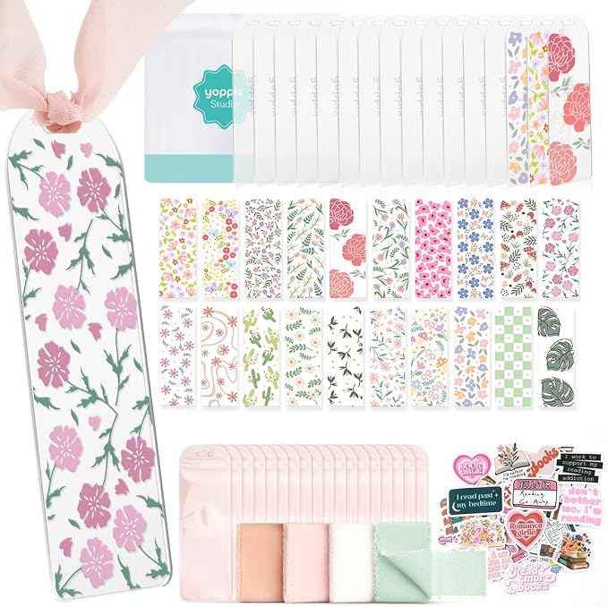 YOPPIX 6x2” Acrylic Bookmark Blanks- 20 Set Bookmark Making Kit by yoppix