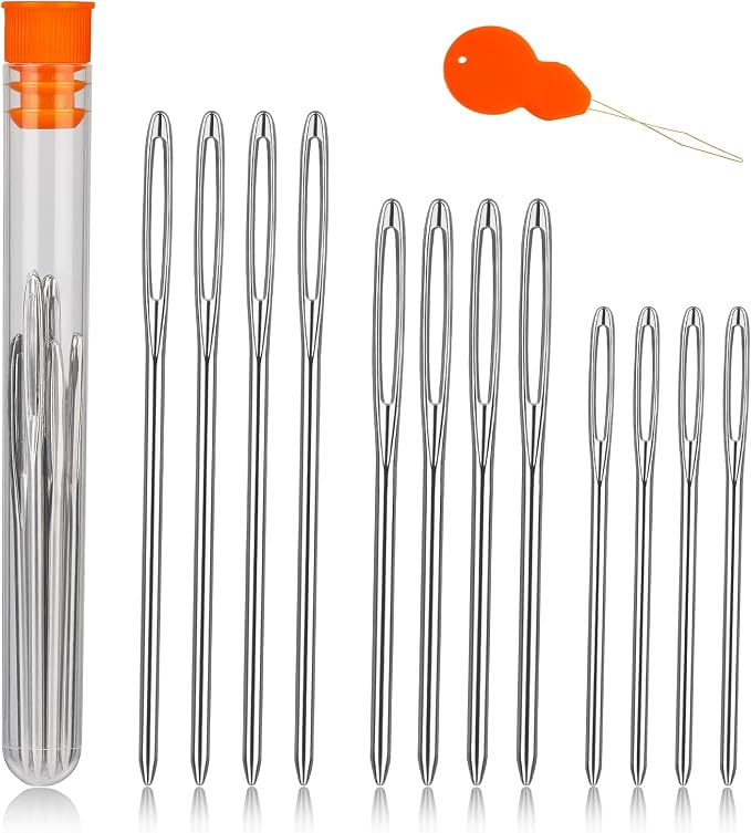 TLKKUE 12 Pcs/3 Sizes Large-Eye Blunt Needles, Steel Yarn Needle by TLKKUE