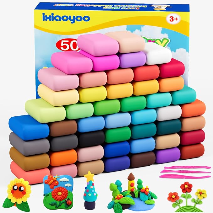 Ixiaoyoo Air Dry Clay, 50 Colors Foam Modeling Clay by Ixiaoyoo