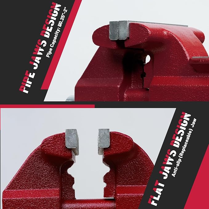 Bench Vise 4.5-Inch Heavy Duty Vise 210° Swivel Base, Multi-Purpose Vise with Large Anvil for Industrial, Home(4.5" Jaw Width)