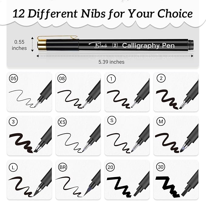 APOGO Calligraphy Pen Set for Beginners, 12 Size Calligraphys Pens for Writing - Image 3