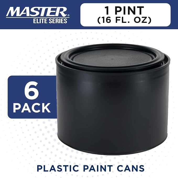Master Elite 1 Pint Empty Plastic Paint Can Bucket, 16 fl. oz. All-Plastic - Image 2
