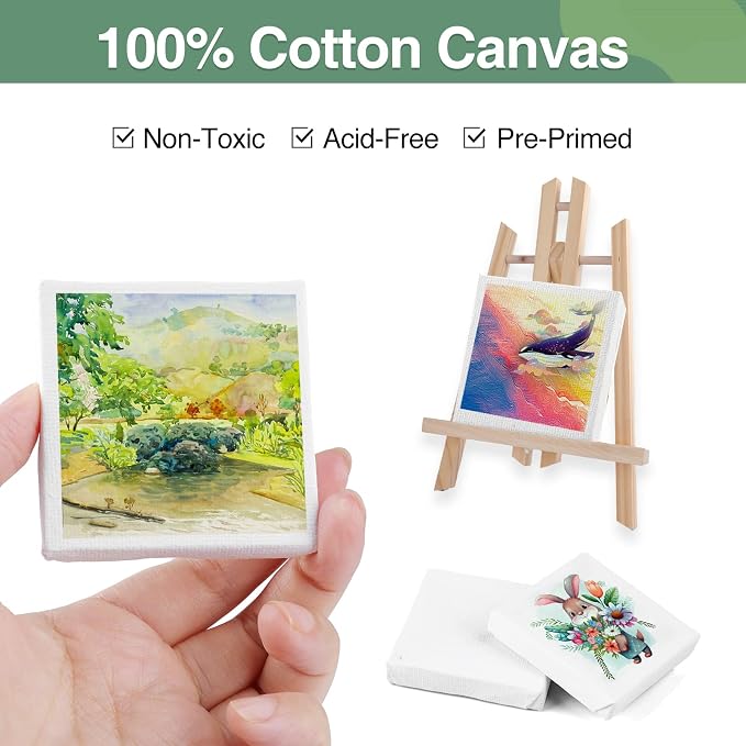ESRICH Mini Canvas 40Pack 2.4x2.4inch, 2/5''Profile Art Primed Mini Canvases - Image 3