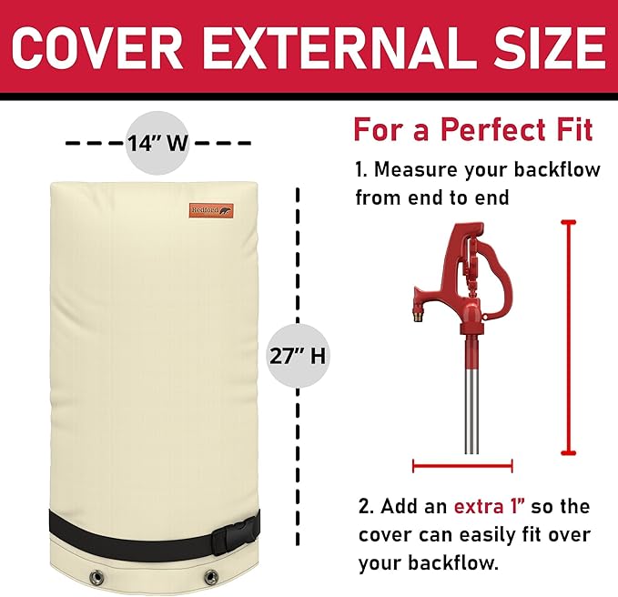 Redford Supply Co. Cold Snap (0°F) Large Outdoor Faucet Covers for Winter Freeze Protection, 14"W x 27"H, Foam Spigot Covers Winter Insulated, Outside Pipe Cover, Insulated Hose Bib Cover (Beige)