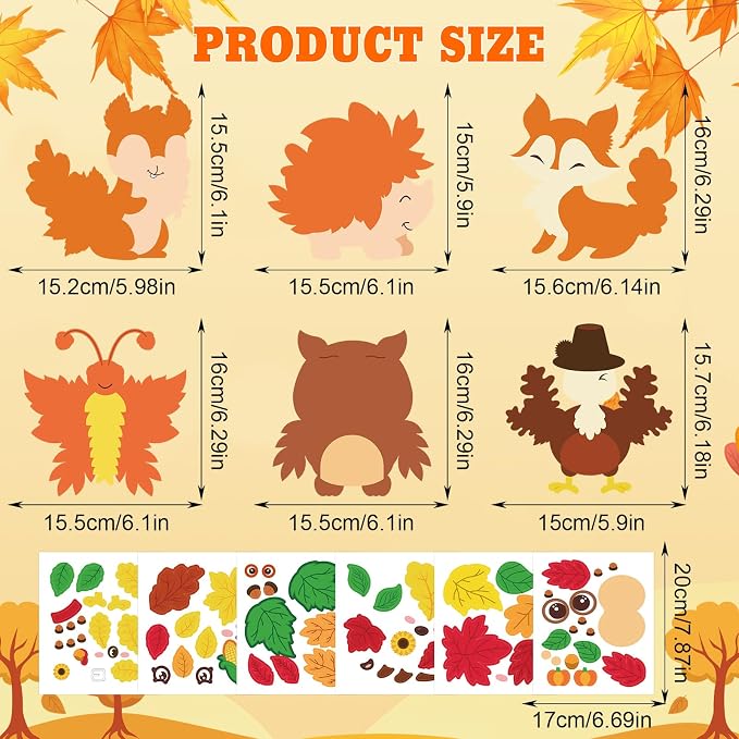 DERAYEE 12PCS Fall Animal Craft Kit - Image 2