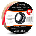 Wirefy 1/4" Heat Shrink Tubing - 3:1 Ratio - Adhesive Lined - a resistant Heat Shrink - Red - 50 Feet Roll