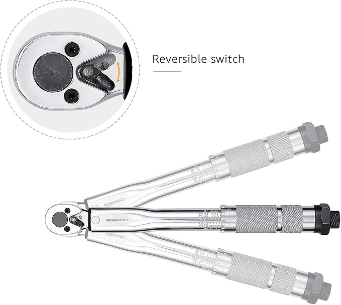 AmazonBasics 1/4-Inch Drive Click Torque Wrench - 35-200 in.-lb, 3.95-22.5 Nm