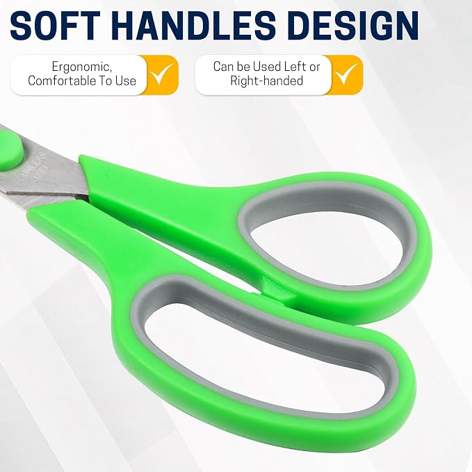 BURVAGY 8" 10 Pack All Purpose Heavy Duty Scissors- Comfort-Grip Sharp Scissors - Image 5