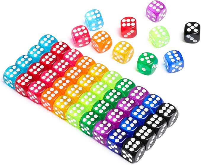 50 Pieces Dice Set, 14mm Bulk 6 Sided Colored Dices - Image 4