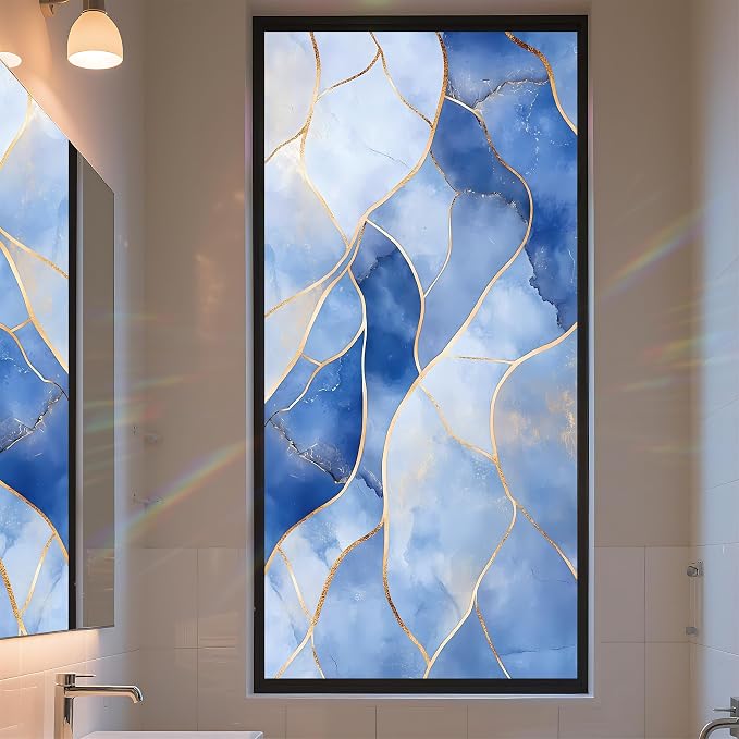 Stained Glass Window Privacy Film Static Cling by AOHMPT