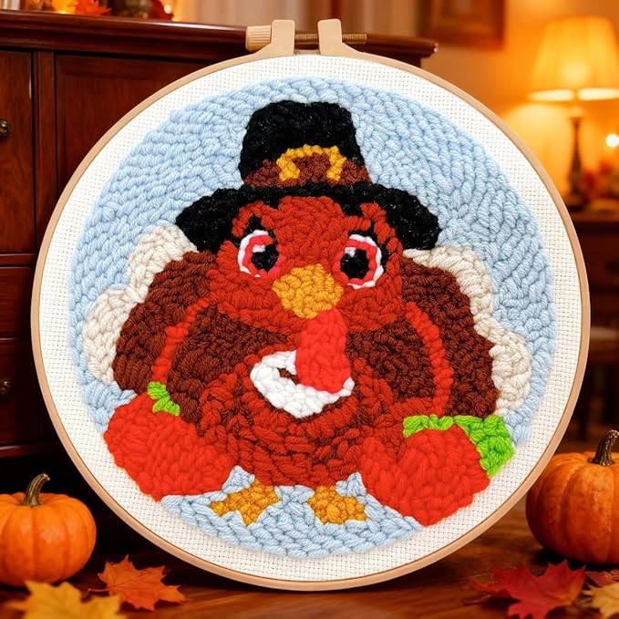 TCDZMYGS Turkey Punch Needle Kit, Thanksgiving Punch Needles Kits by TCDZMYGS
