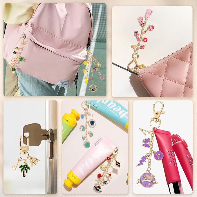 Zefy 552Pcs Charms Lip Gloss Keychain Making Kit, Including 214 Charms 24 Key - Image 4