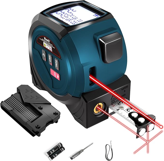 Laser Tape Measure, 131ft Laser Measuring Tool & 16ft Digital Tape Measure Pythagorean Mode, Area, Volume, Ft/Ft+in/in/M Unit Distance Meter for Woodworker Tool