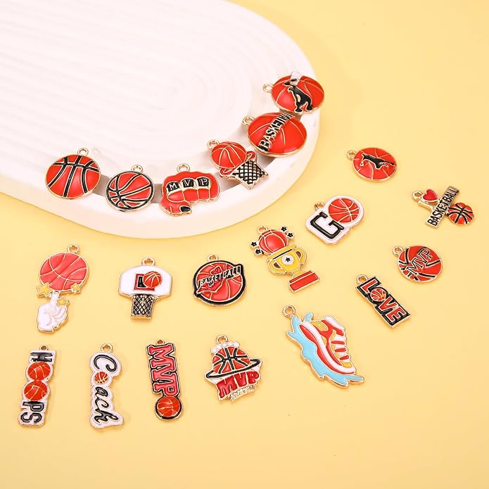 20PCS Sports Charms Enamel Basketball Baseball Pendant Charms - Image 2