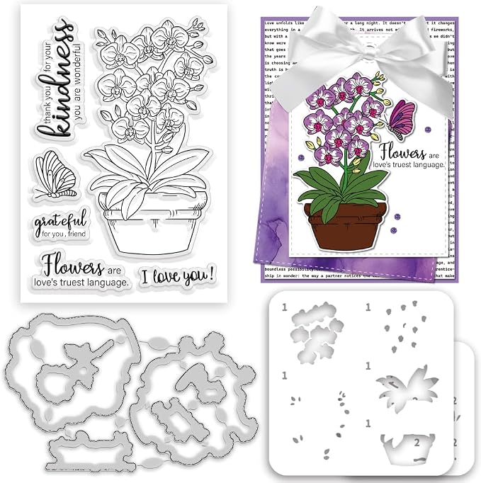 Phalaenopsis Orchid Pot Clear Stamps and Dies by ACRNIGHEET